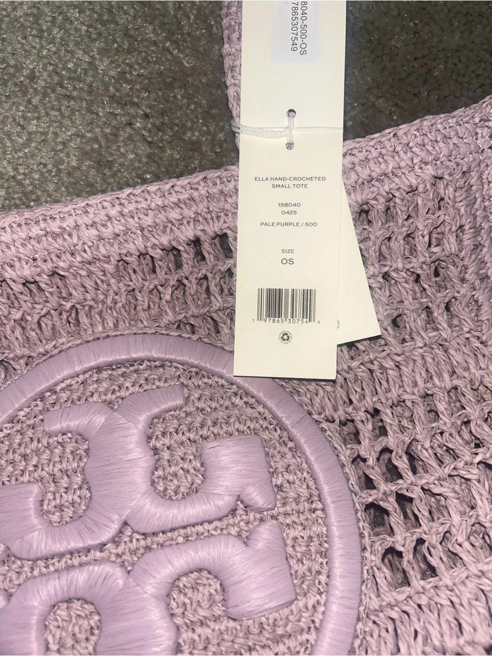 Tory Burch Lavender Crochet Logo Tote